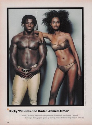 Ricky Williams Kadra Ahmed-Omar sexy woman bikini football print ad Poster pinup