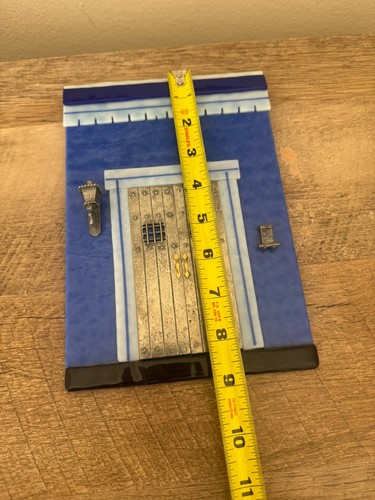 J Pollock Glass Wall Art Blue Pewter Depiction Of Front Door On Building 3D - Picture 13 of 18
