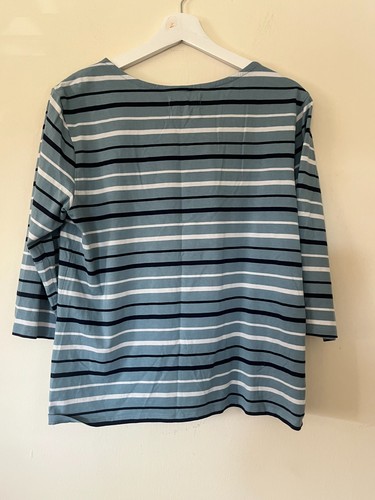 Seasalt Cornwall Sailor Top Size 14 Blue & White Stripes 100% Organic Cotton - Picture 5 of 7