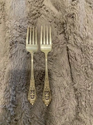 Rose point wallace sterling silver salad forks set of 2, 70.6 grams