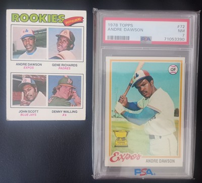 Andre Dawson Expos HOF 1977 Topps Rookie Card & PSA 7 NM 1978 two card lot