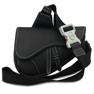 AUTH CHRISTIAN DIOR 1ADPO248YKK SADDLE MINI GRAINED CALFSKIN BLACK