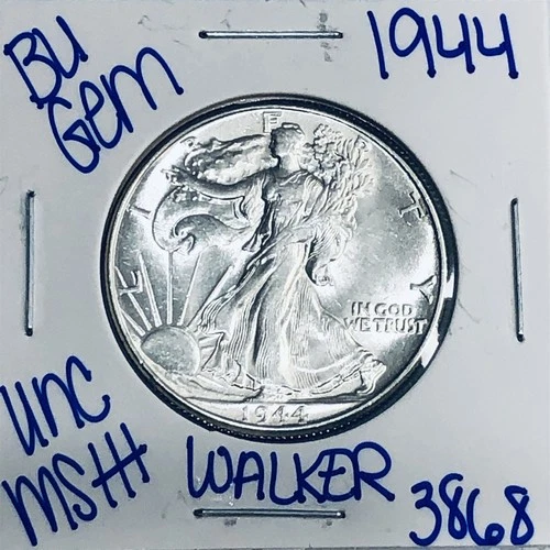 1944 BU UNCIRCULATED WALKING LIBERTY SILVER HALF DOLLAR AUTHENTIC U.S. MINT 3868