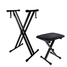 Double X Keyboard Stand and Bench Set, Adjustable Height Digital Piano Stand