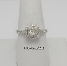 1/2CT Natural Diamond Halo Engagement Wedding Bridal Ring 14K White Gold Band