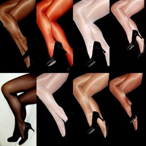 D LT Suntan Peavey Gloss Shiny Shimmer Tights Hooters Uniform Seamless Legs