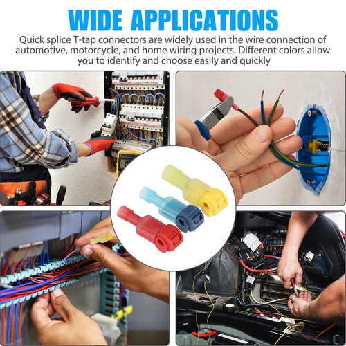 Insulated T-Tap 22-10 AWG Quick Splice Wire Terminal Combo Connectors Kit - Picture 7 of 11