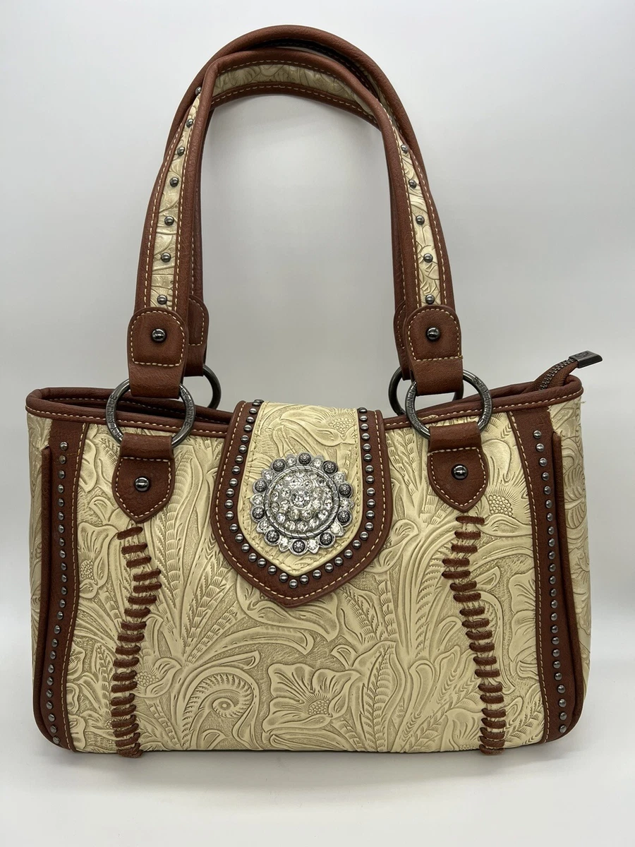 Shyanne Leather Tooled Studded Bling Handbag Purse