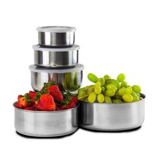 10 Piece: Home Collections BPA Free Stainless Steel Clear Storage Bowl Set