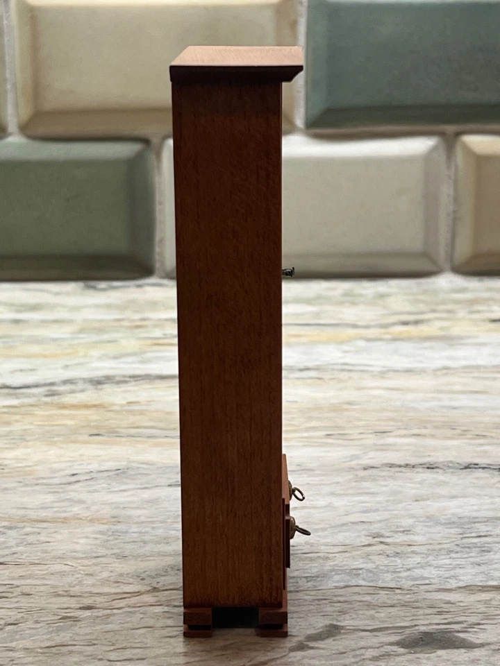 Vintage Gun Curio Cabinet Drawer Shelves Dollhouse Miniature Wood Furniture - Image 3 of 4