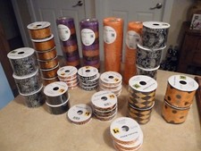Halloween Craft Lot ribbon rolls pumpkin, spider, skull, orange and black