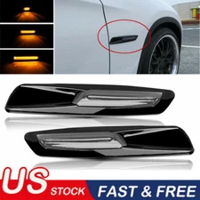 2x Smoke Black Trim Fender Side Marker Light For 2011-2016 BMW F10 5 Series USA
