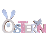 Deko-Schriftzug Holzschild Aufsteller Ostern Hasenohren Tischdeko Osterdeko