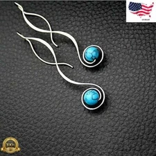 Elegant 925 Silver Plated Jewelry Drop Earrings for Women  1 Pair/set Simulated