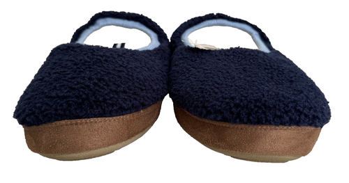 Lands' End Womens Sherpa Fleece Ballet House Slippers Radiant Navy Sz 11B NWT - Picture 2 of 9