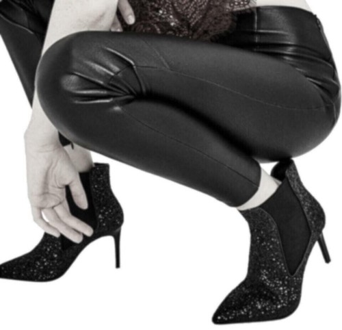ZARA BLACK FAUX LEATHER TROUSERS SKINNY SLIM PANTS LEGGINGS ANKLE ZIP NEW - Picture 14 of 15