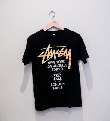 ★人気★【Stussy】★Stussy World Tour T-Shirt★Black★ Vintage Stussy Cities World Tour T-Shirt Black NY Paris