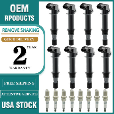 8X Ignition Coils + 8X Spark Plugs for Dodge Dakota, Durango, RAM1500 4.7L UF270