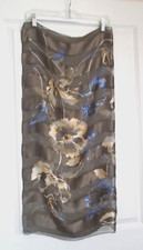 VTG HIROKO KAPP 32x35 Brown Shading Colors Tropical Lilies Design Silk Scarf 