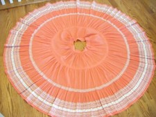 Vtg 50-60s Coral/Silver Trimmed Southwestern Patio Circle Skirt-Waist 29"