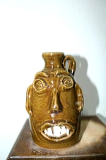 mary & stanley ferguson face jug , pottery, folk art 8''x4''