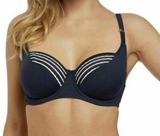 Fantasie San Remo Bikini Top Size 32HH Underwired Balcony Ink Blue White 6503