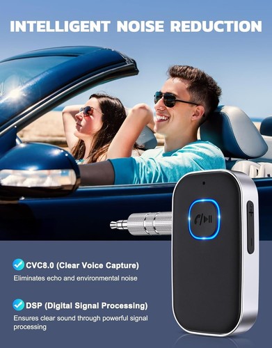 Bluetooth Receiver for Car Wireless AUX Adapter Noise Cancelling Hands-Free - Afbeelding 6 van 9