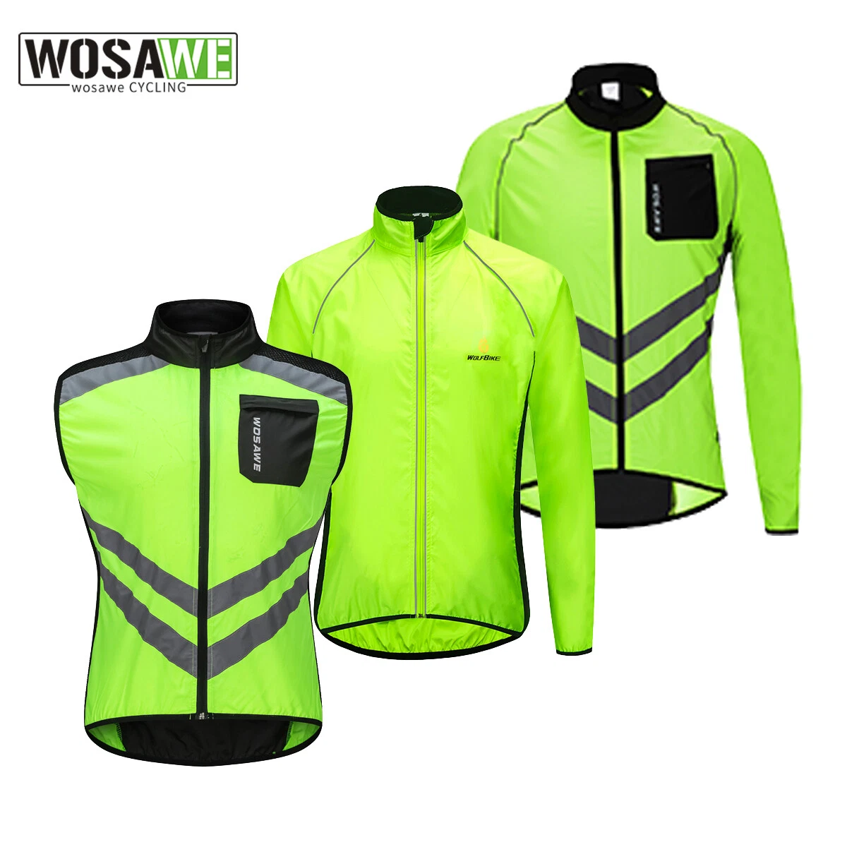 WOSAWE Herren Reflektierend Fahrradweste MTB Bike Winddicht ärmellos Jacke  Vest