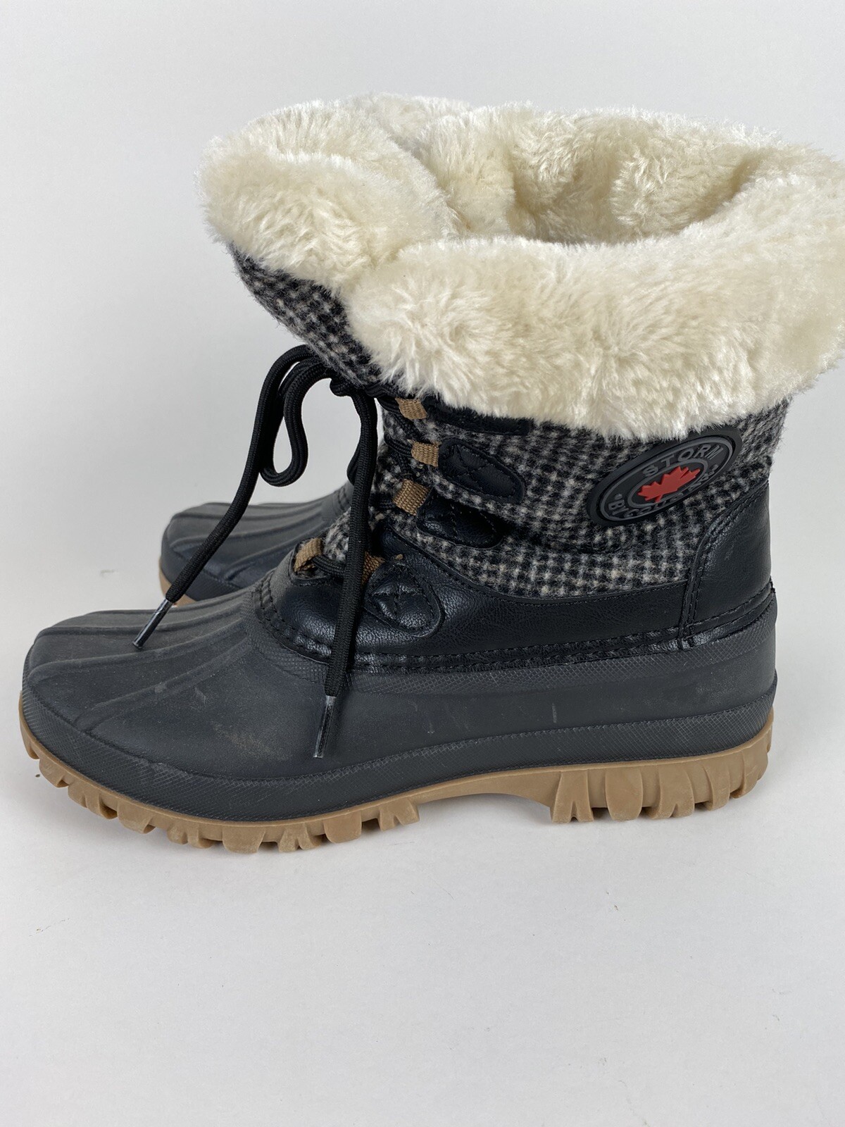 Storm by Cougar Size 9 Black Waterproof Camp Winter Boot Faux Fur, Fabric Check thumbnail 4