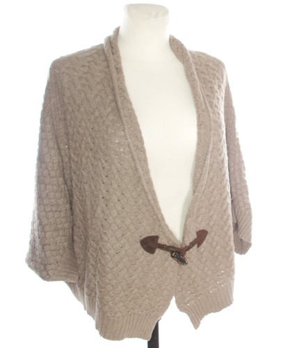 MASSIMO DUTTI Cardigan donna marrone tortora boho sciolto drappeggio misto la... - Foto 3 di 24