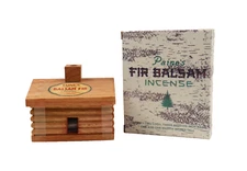 *SET* Large Log Cabin Incense Burner + Box 72 Balsam Fir Logs Refill Paines USA