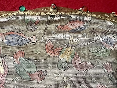 VTG ANT FRENCH PURSE FABULOUS SILK FABRIC W/STUNNING GILT JEWELED FRAME I.MAGNIN - Picture 19 of 19