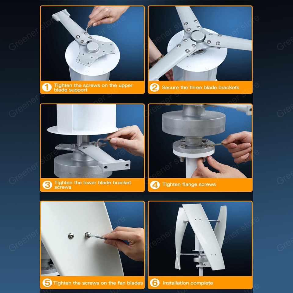 3000W 12V 24V 48V Vertical Axis Wind Turbine Generator Mppt Charge ...