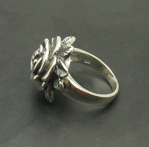 Stylish Sterling Silver Ring Flower Rose Solid 925 Perfect Quality