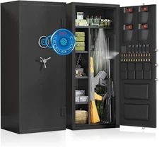 Fingerprint Rifle Gun Safe, 15-20 Gun Safes For Rifles And Pistols w/ Dual Alarm