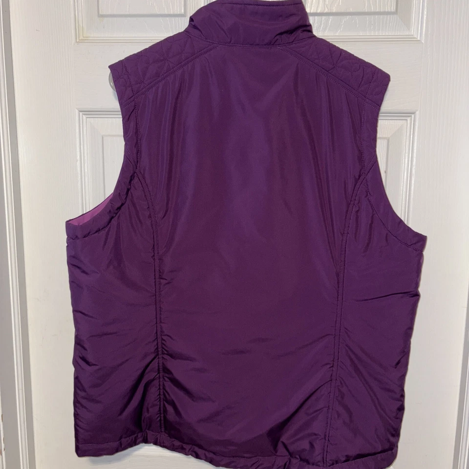 Chaleco acolchado Hanes Active Style cremallera completa para mujer talla XL bolsillos morados 0851-A2 Foto 4 de 4
