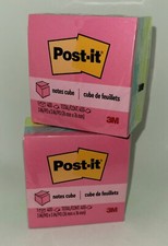 2-Pack- Post-It 3x3 Super Sticky Notes 800 Sheets Total Multi Color Cube New