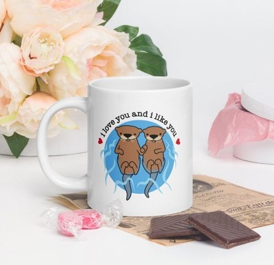 Otter Love Mug, Valentine's Day gift Mug, Cute Coffee Mug, Gift for Him Her 11oz