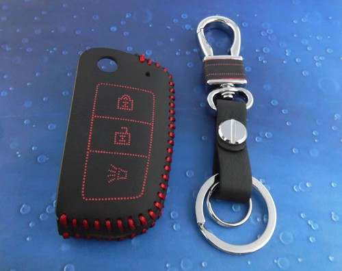 Leder für Nissan Key Case Schlüssel Etui Keyless Cover Schlüsseltasche R