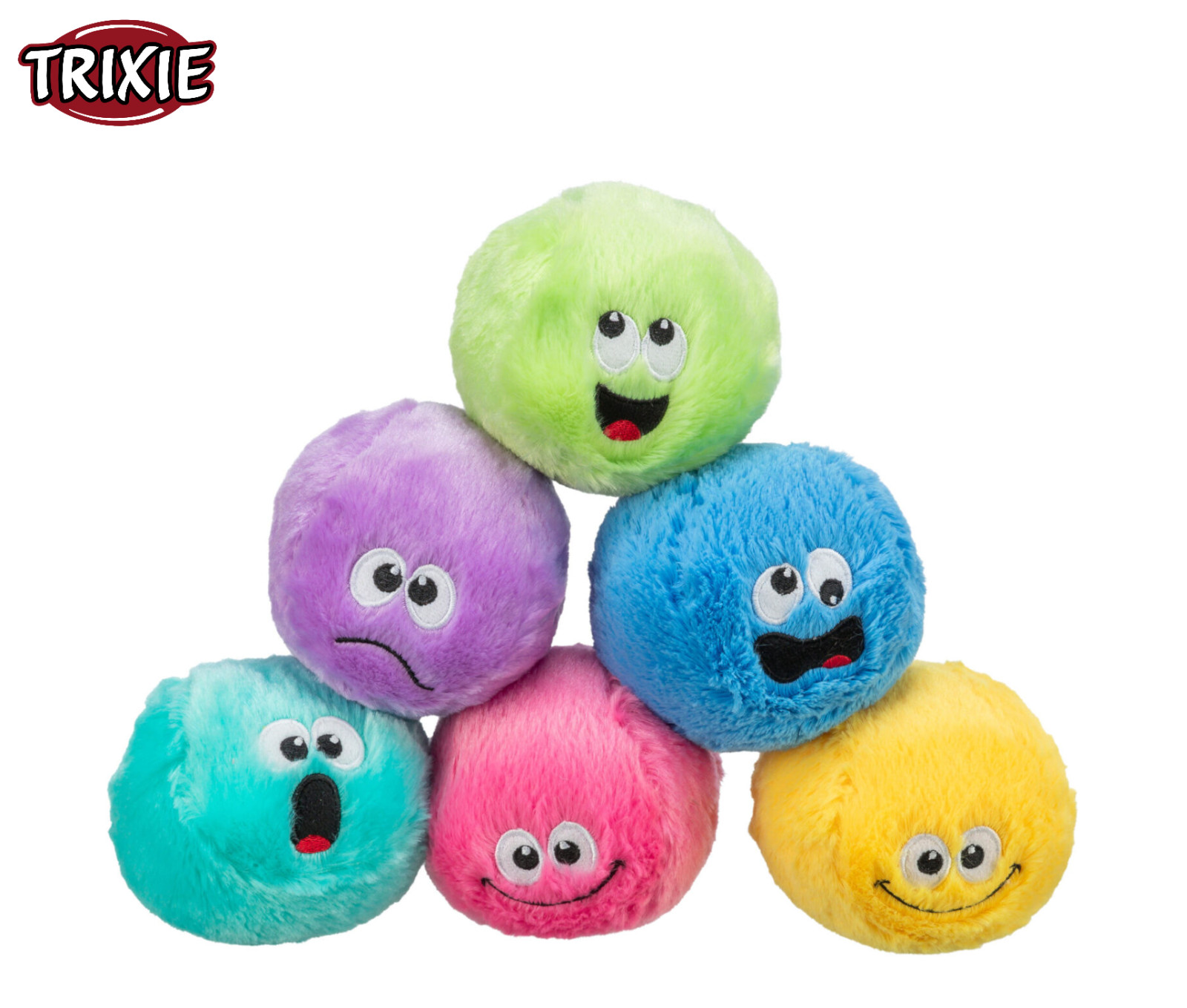 1 X TRIXIE PLUSH ASSORTED RECYCLED MATERIAL SQUEAKY DOG PUPPY PLAY TOY BALL 10CM