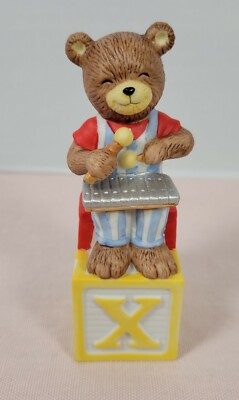 1994 Bronson Letter ''X''Xavier The Xylophonist  Alpha Block Bear Figurine.