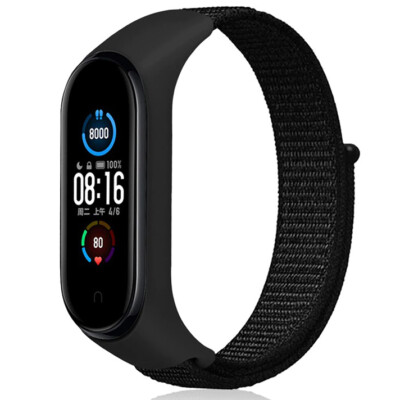 Nylon Ersatz Armband in schwarz für Xiaomi Mi Band 3 / 4 Fitness Sport Tracker 