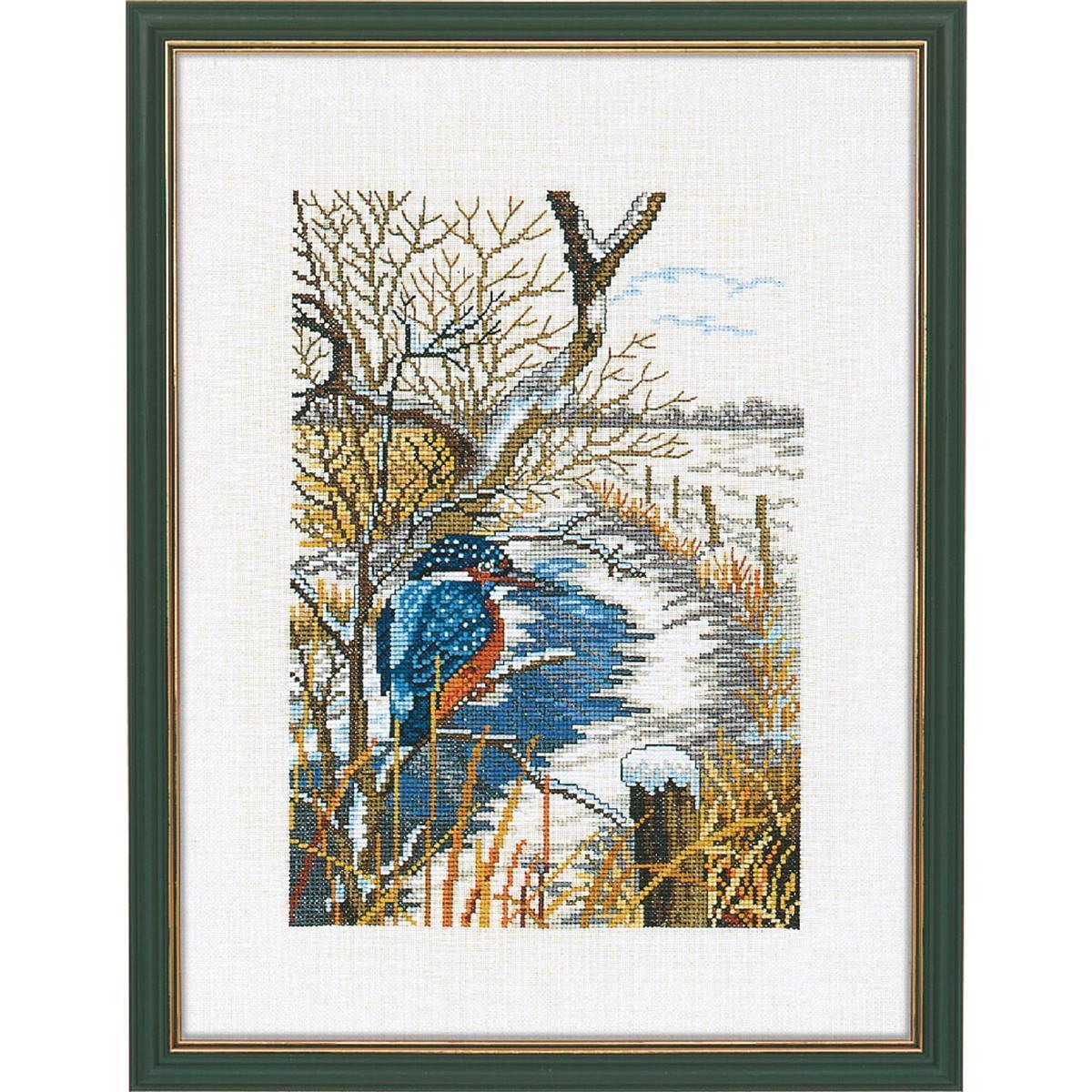 Eva Rosenstand counted cross stitch kit ""Kingfisher"", 30x40cm, DIY
