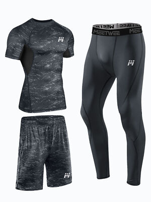 3X Men's Compression Sportswear Set Shirts Pants Shorts Tights Workout ...