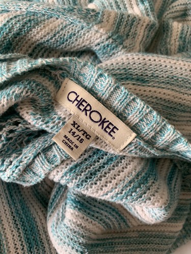 Cherokee Age 14-16 Sweater Cotton Striped Length 25” Long Sleeve Girls Sweater - Picture 4 of 5