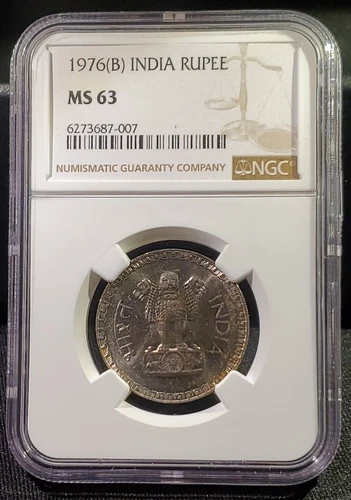 1976(B) India Rupee - NGC MS-63