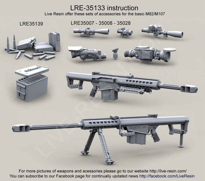 Live Resin 1/35 LRE-35133 Barrett M82A1 .50 Caliber LRSR and M82A1 