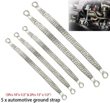 Automotive Ground Strap Kit 3Pcs 10"×1/2" 2Pcs 13"×1/2" Auto Engine Ground Strap