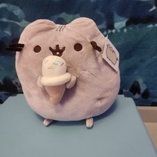 2016 Pusheen Gund Kitty Cat Ice Cream Cone Plush Stuffed Animal Gray 9" NWT
