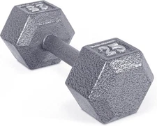 CAP Barbell Cast Iron Hex Dumbbell | Multiple Options 25 lb, Gray, Single 